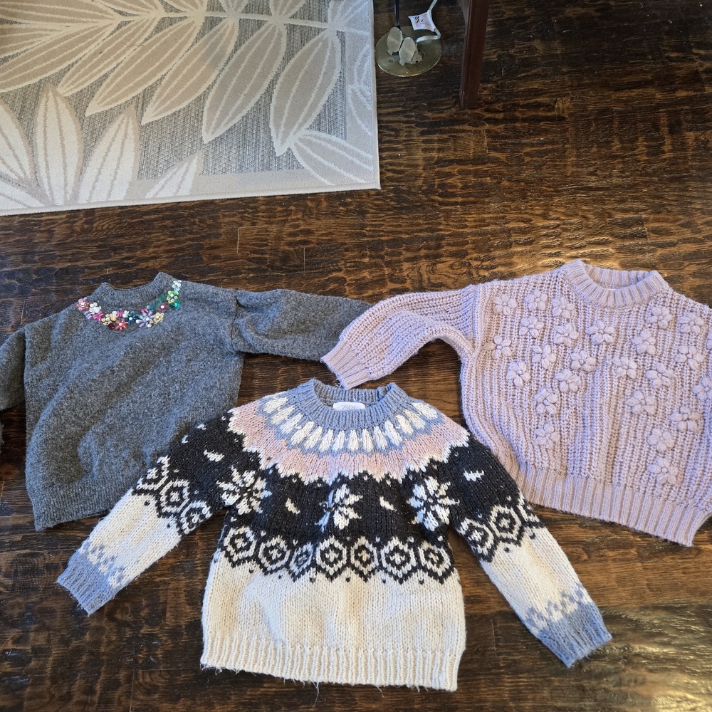 Zara Gray, Pink, and Cream Sweater Trio